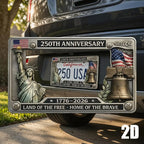250th Anniversary Commemorative License Plate Frame,United States 250 Year American Car Plate Frame, License Plates Holder,250 Anniversary USA Car Tag Cover,Aluminum LicensePlateFrame Fits Standard