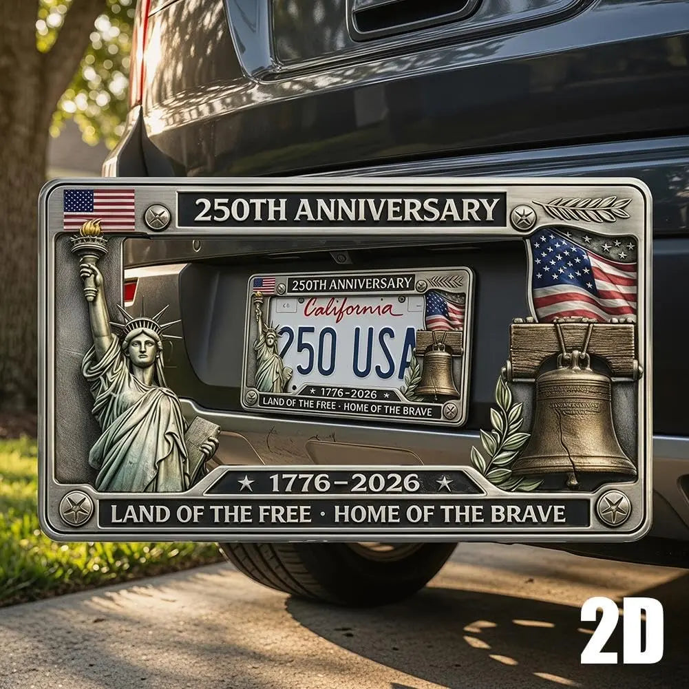 250th Anniversary Commemorative License Plate Frame,United States 250 Year American Car Plate Frame, License Plates Holder,250 Anniversary USA Car Tag Cover,Aluminum LicensePlateFrame Fits Standard