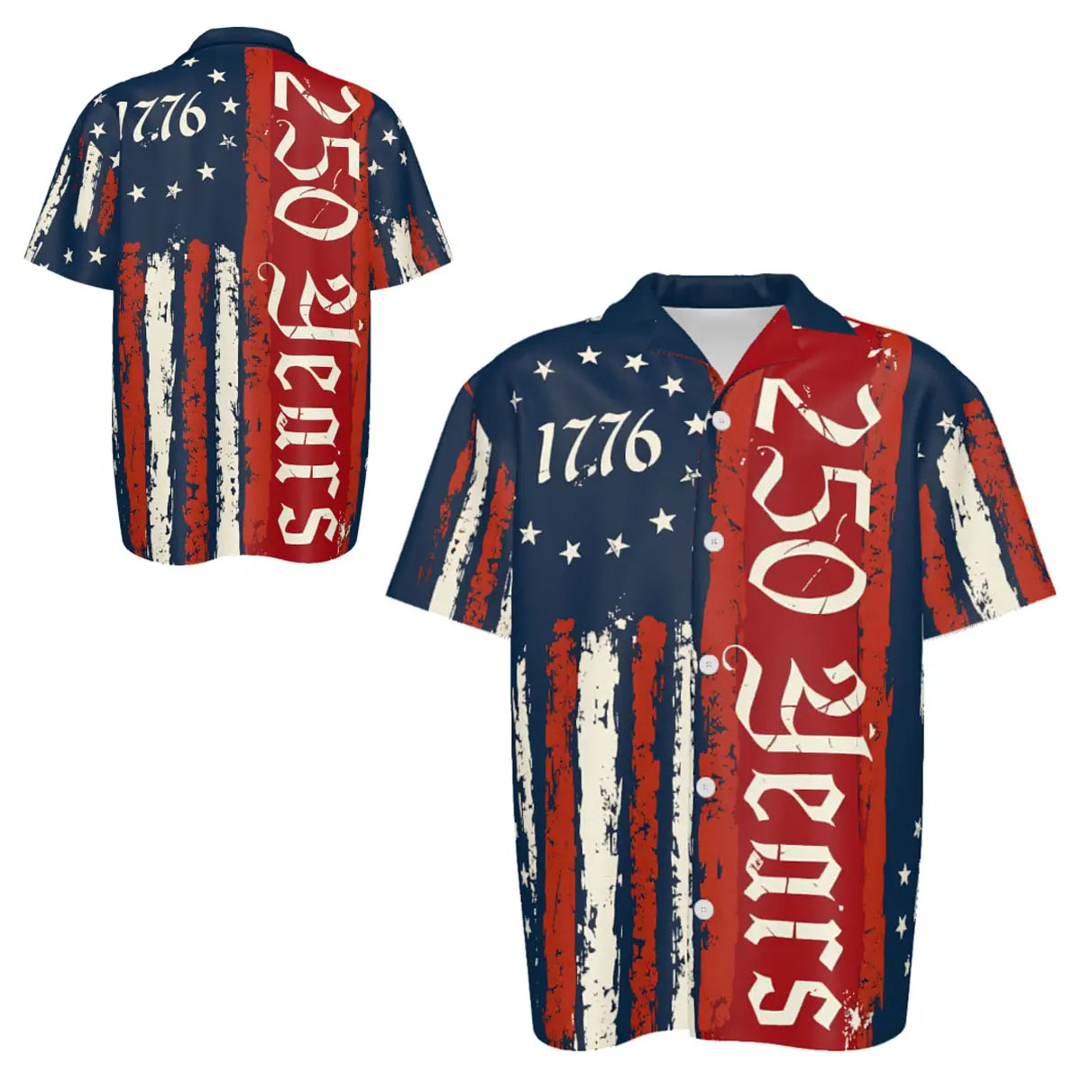 250 Years USA Hawaiian Shirt, 250th Anniversary USA Flag Button Up Aloha  Shirt, We The People 1776–2026 Shirt, Patriotic 4th of July Shirt, Gift for Him