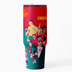 1 Pc 40oz insulated tumbler with handle and straw, double wall vacuum mug, Vacuum Flask, leak proof lid, keeps hot 12h cold 24h, large capacity travel mug, football fan gift, sports tumbler for men women, game day cup, hot cold drinks, holiday gift idea