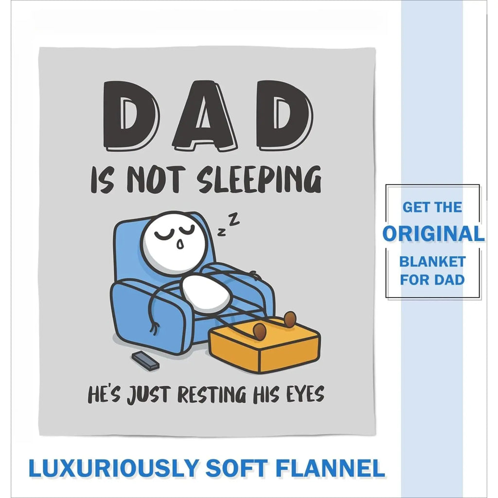 【Father's Day】Funny Birthday Gift for Dad Husband, Dad Is Not Sleeping Flannel Blanket, Fathers Day Dads Gifts From Daughter Son, Super Soft Throws Blanket for Couch and Napping