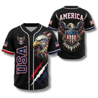 USA Eagle All Over Print Baseball Jersey, Patriotic Button Up Shirt, USA 250 Years Baseball Jersey, 1776–2026 Semiquincentennial Patriotic Jersey