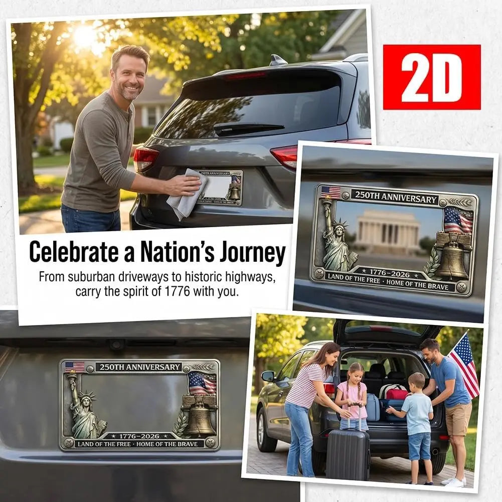 250th Anniversary Commemorative License Plate Frame,United States 250 Year American Car Plate Frame, License Plates Holder,250 Anniversary USA Car Tag Cover,Aluminum LicensePlateFrame Fits Standard